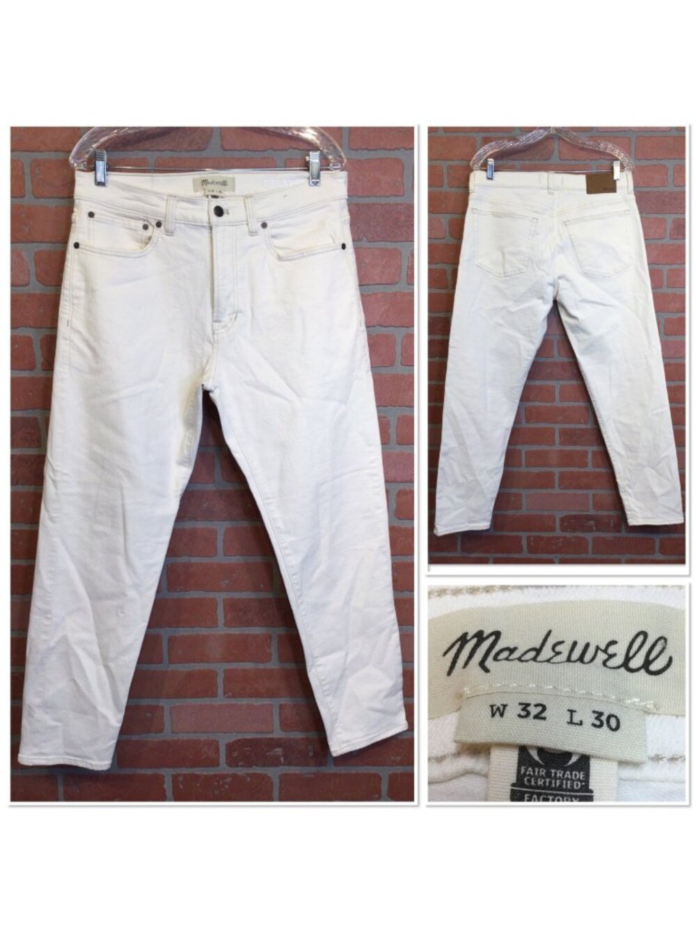 Madewell Mens Relaxed Taper White Jeans 32X30
